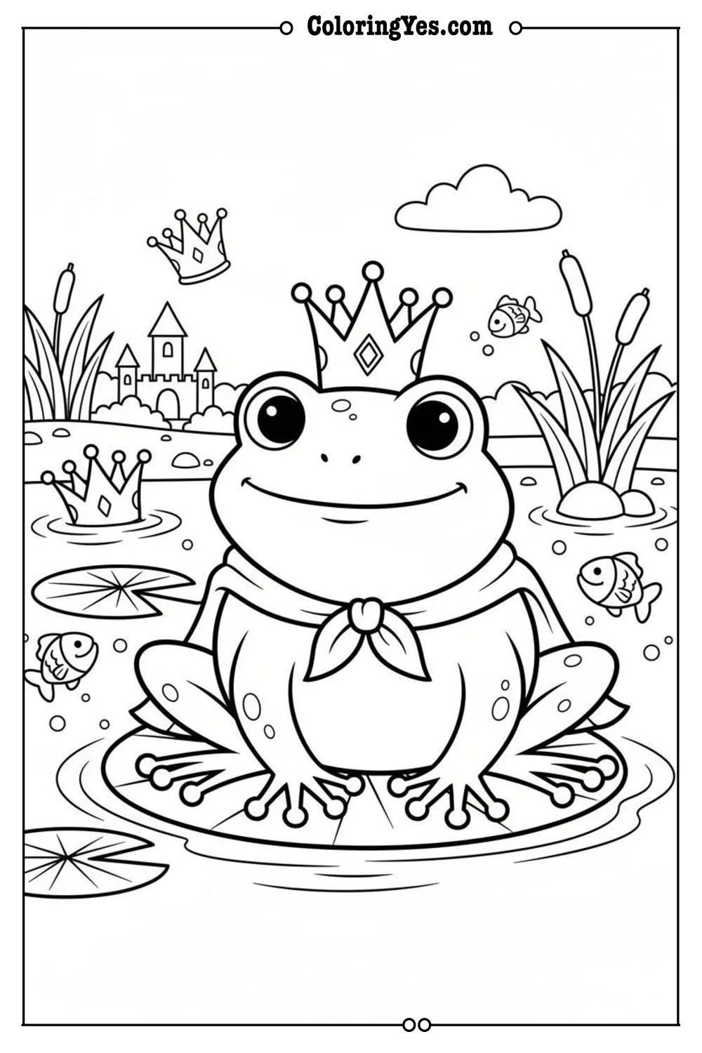 Frog Prince coloring pages-Frog Prince pond coloring-Coloringyes.com