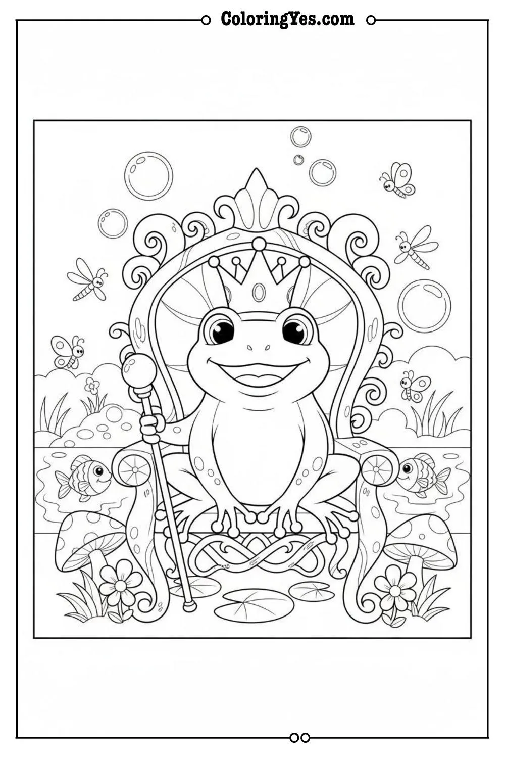 Frog Prince coloring pages-Frog Prince throne coloring-Coloringyes.com