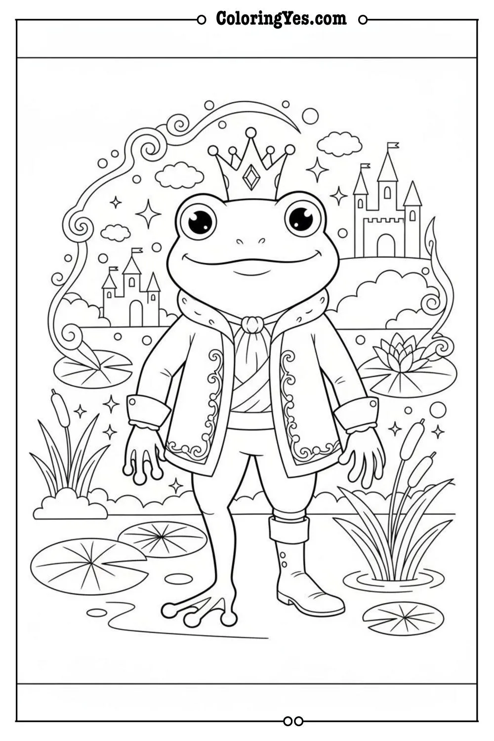 Frog Prince coloring pages-Frog Prince transformation coloring-Coloringyes.com