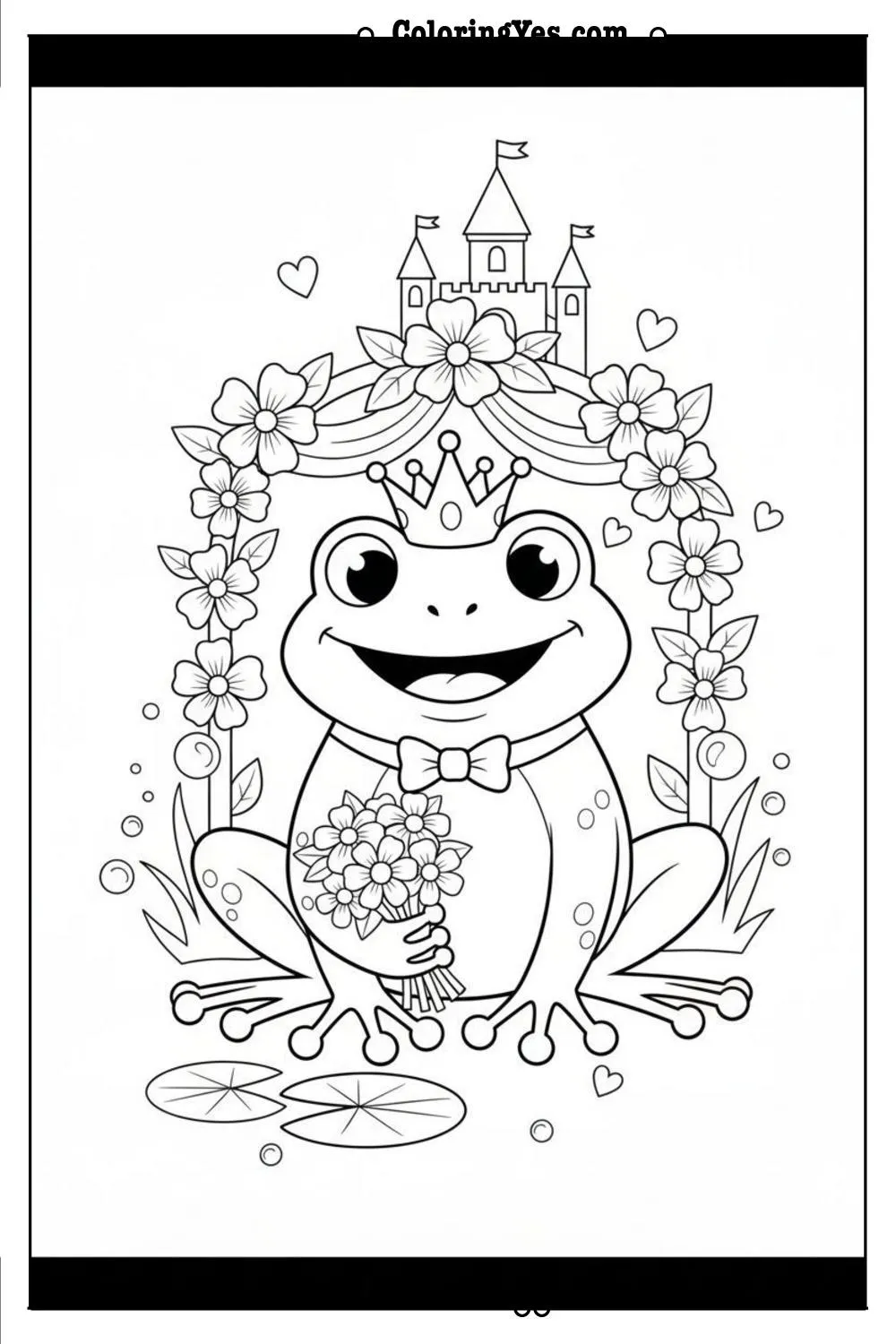 Frog Prince coloring pages-Frog Prince wedding coloring-Coloringyes.com