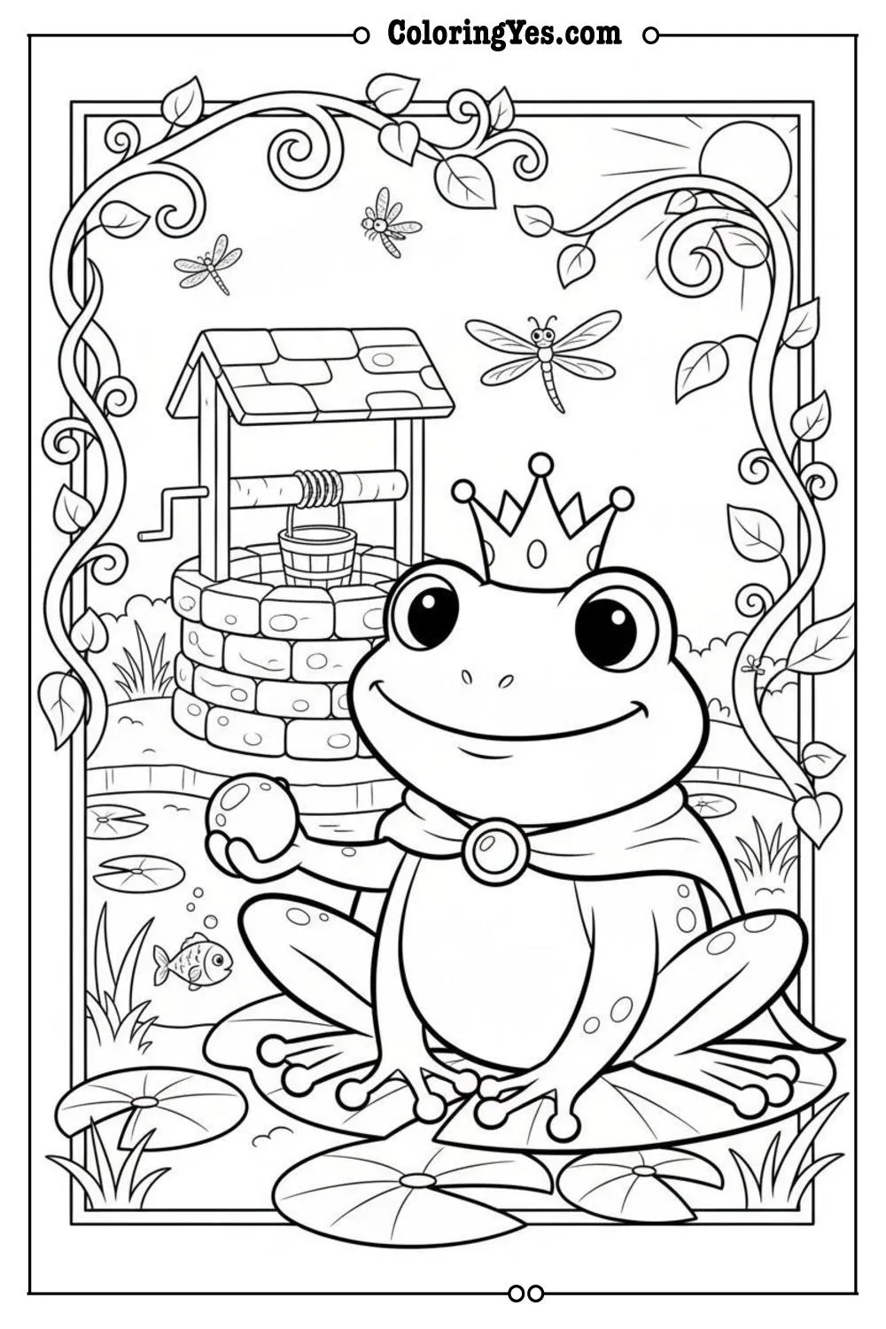 Frog Prince coloring pages-Frog Prince well coloring-Coloringyes.com