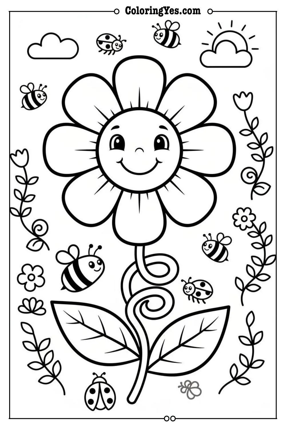 Minimalist botanical linework coloring pages-botanical outline coloring-Coloringyes.com