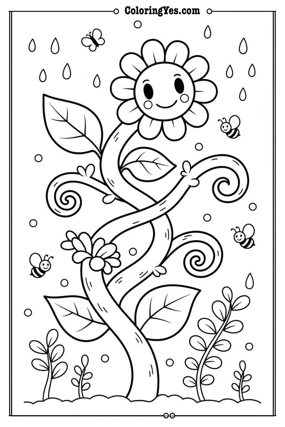 Minimalist botanical linework coloring pages-botanical stems coloring-Coloringyes.com