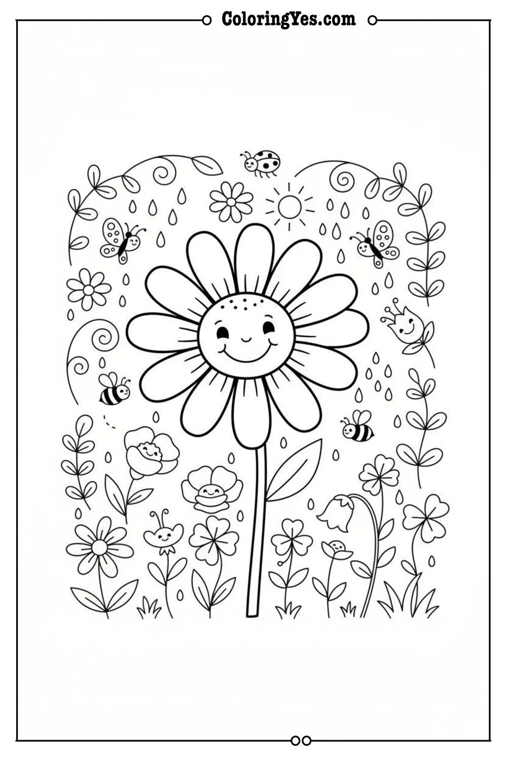 Minimalist botanical linework coloring pages-botanical wildflower coloring-Coloringyes.com