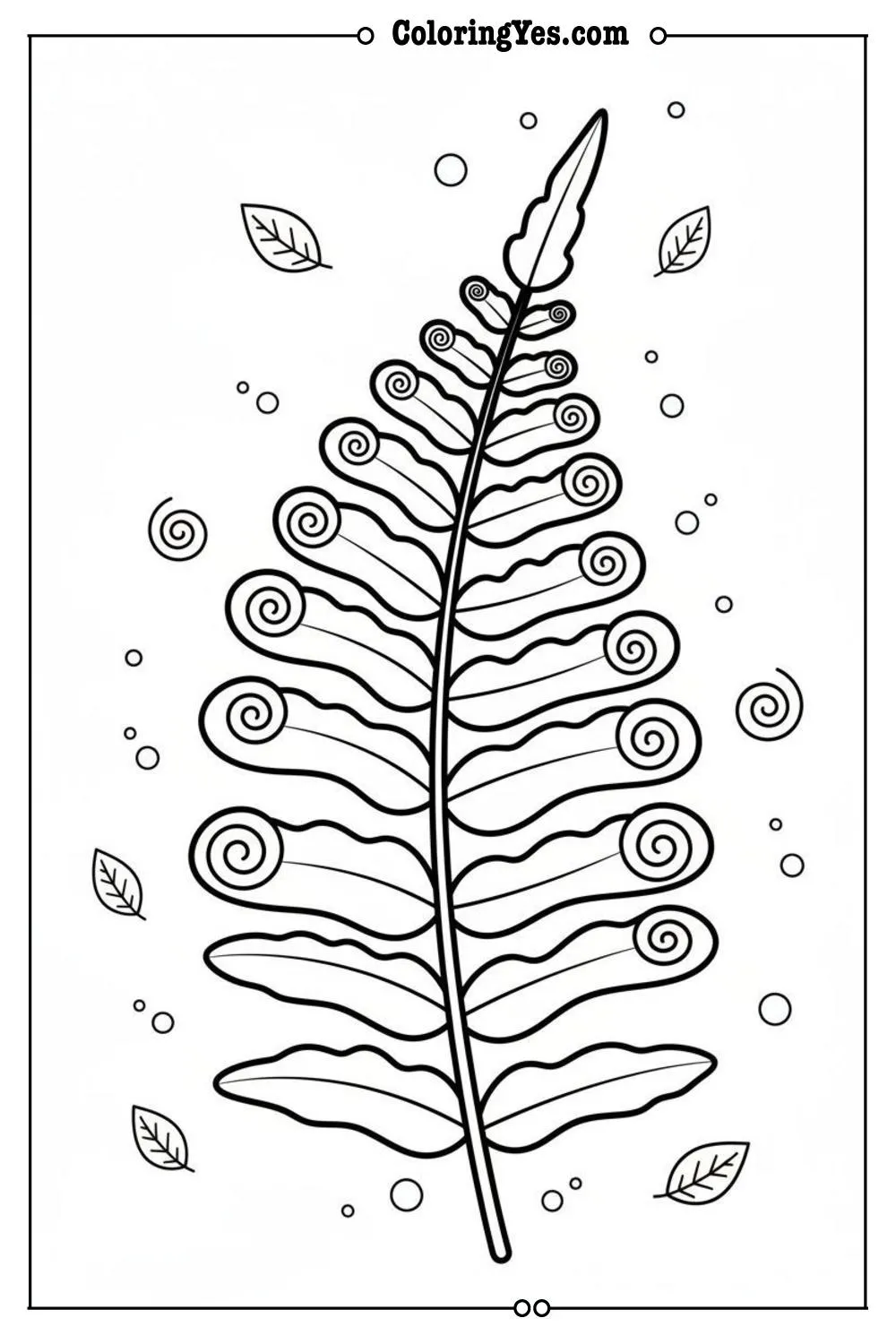 Minimalist botanical linework coloring pages-minimalist fern coloring-Coloringyes.com