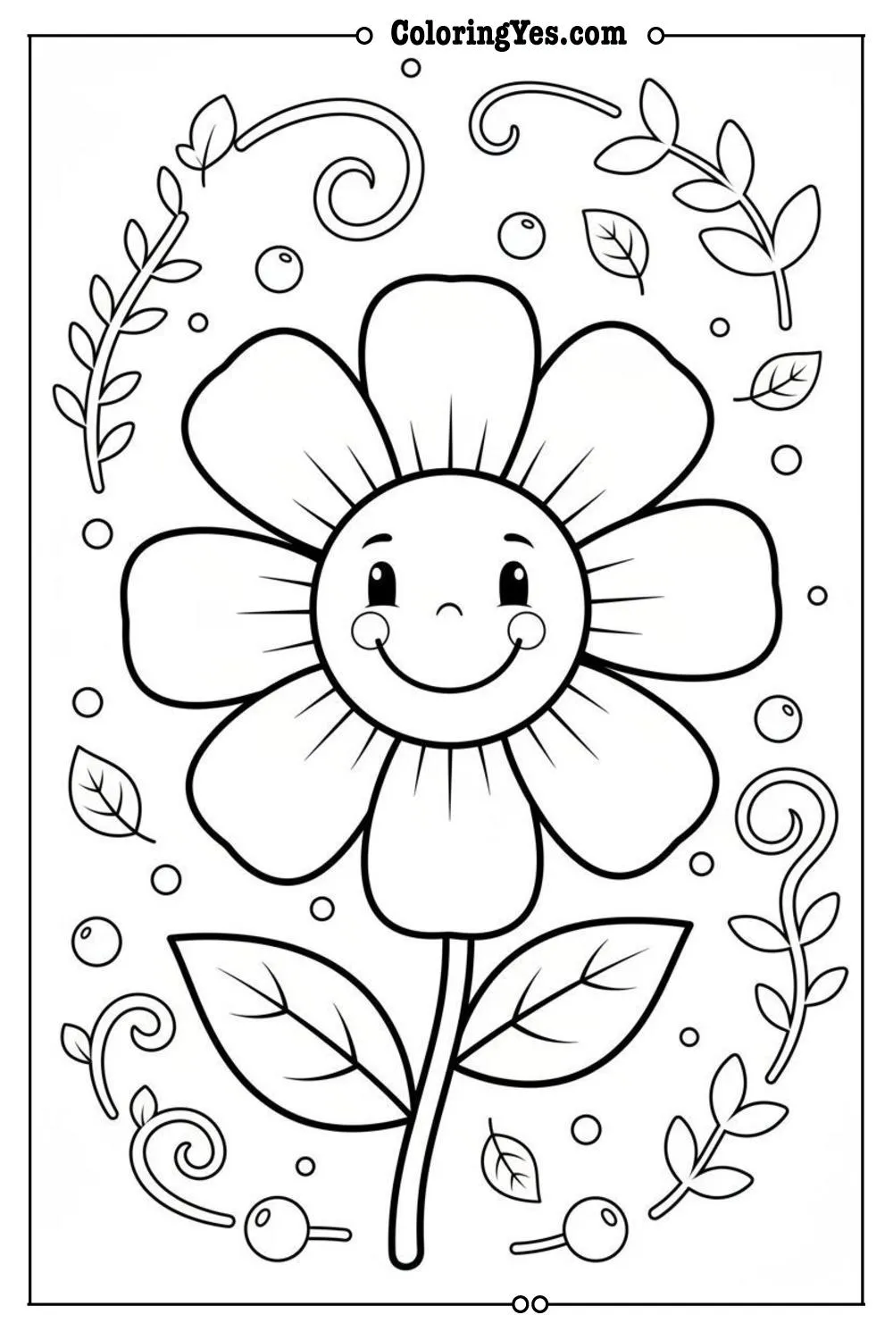 Minimalist botanical linework coloring pages-minimalist foliage coloring-Coloringyes.com