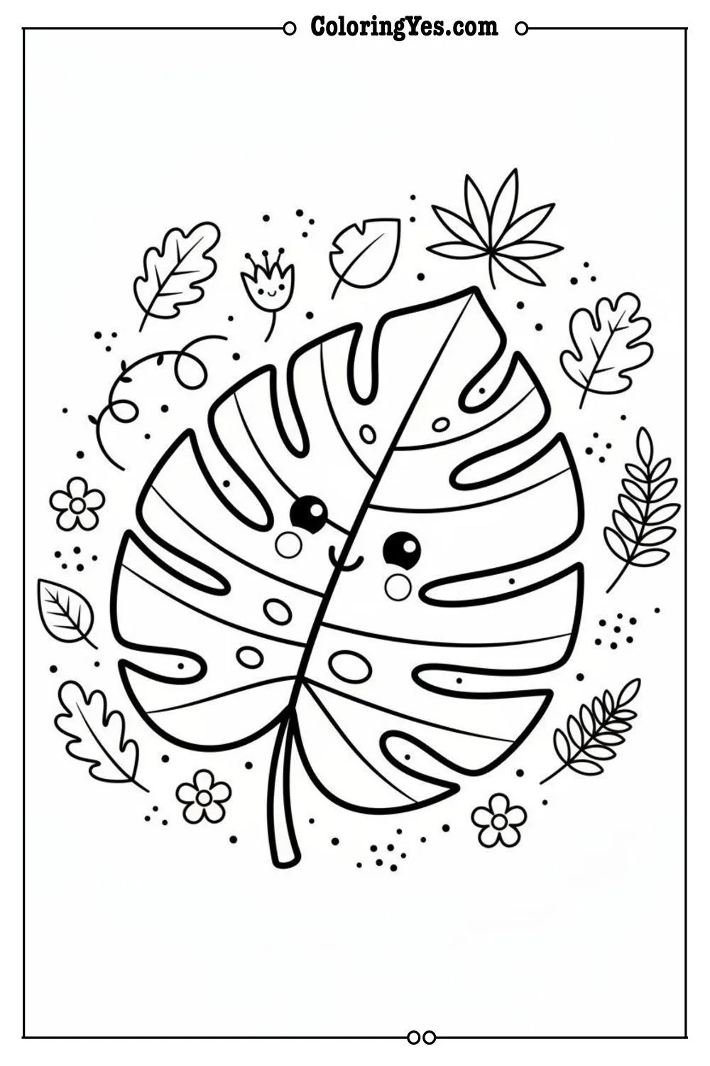 Minimalist botanical linework coloring pages-minimalist leaf coloring-Coloringyes.com