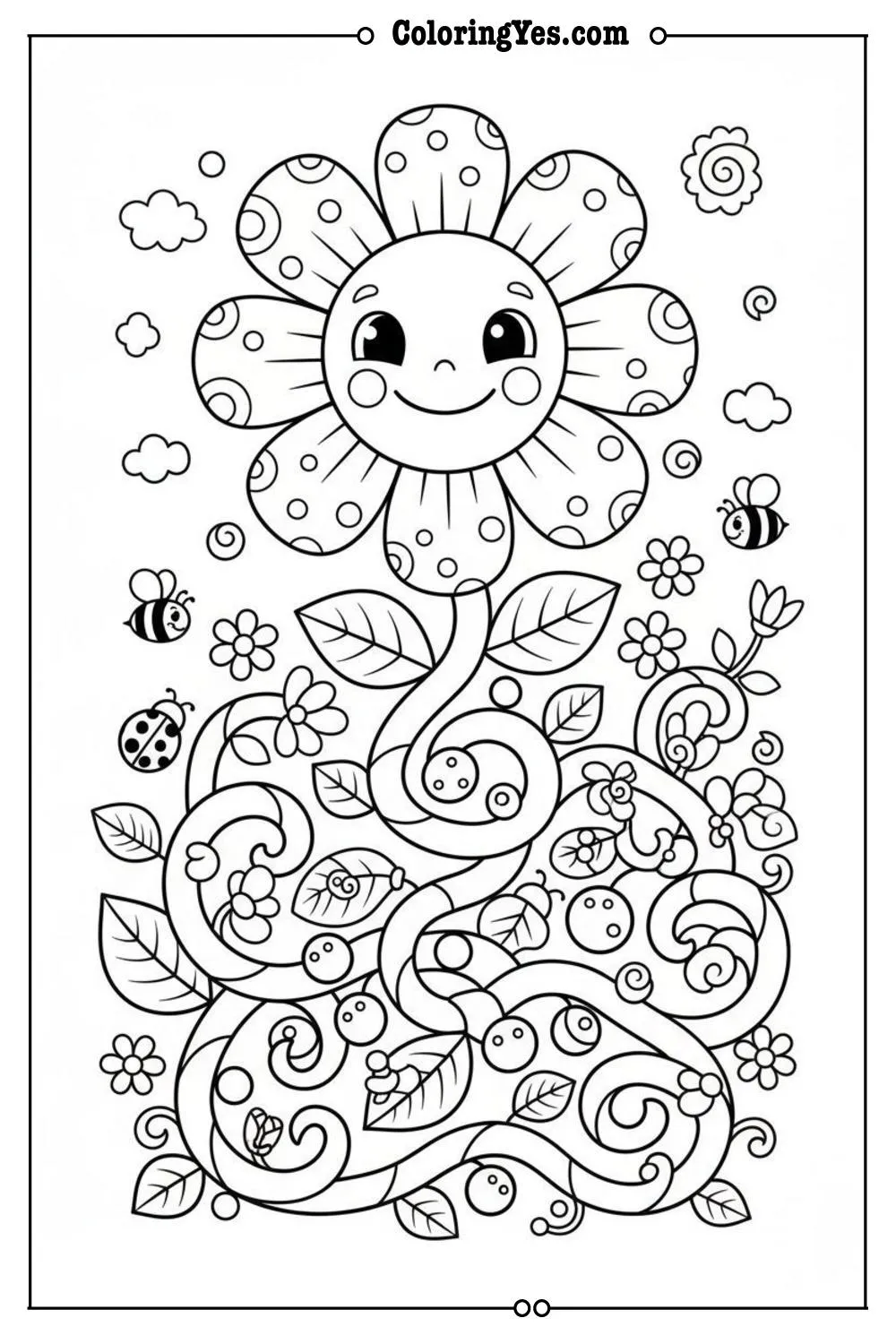 Minimalist botanical linework coloring pages-minimalist vine coloring-Coloringyes.com