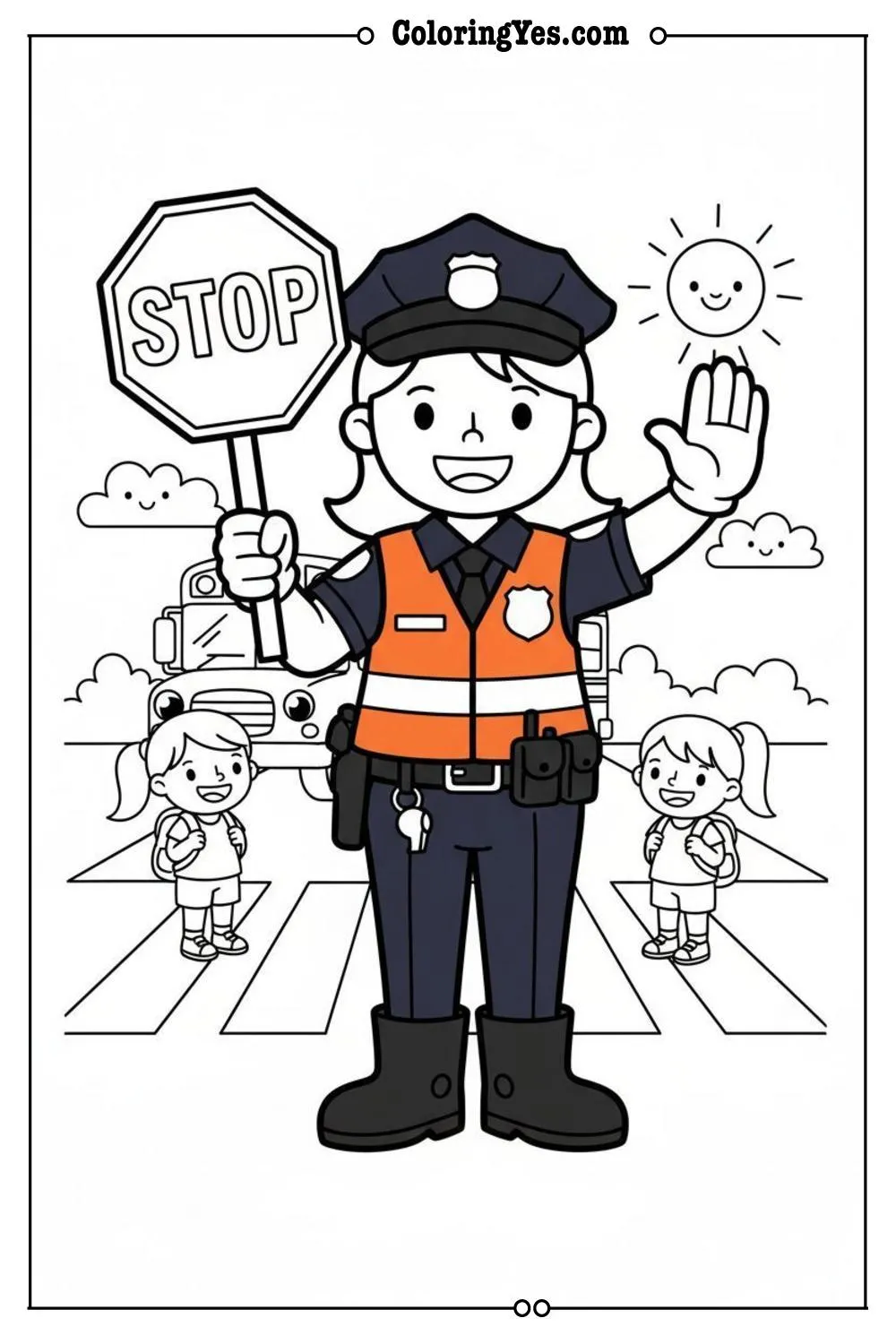 Police officers coloring pages-police officer crossing guard coloring-Coloringyes.com