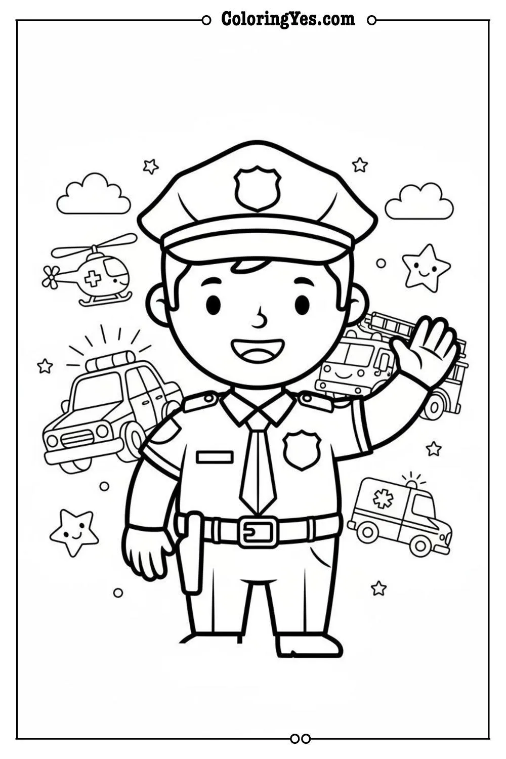 Police officers coloring pages-police officer emergency coloring-Coloringyes.com