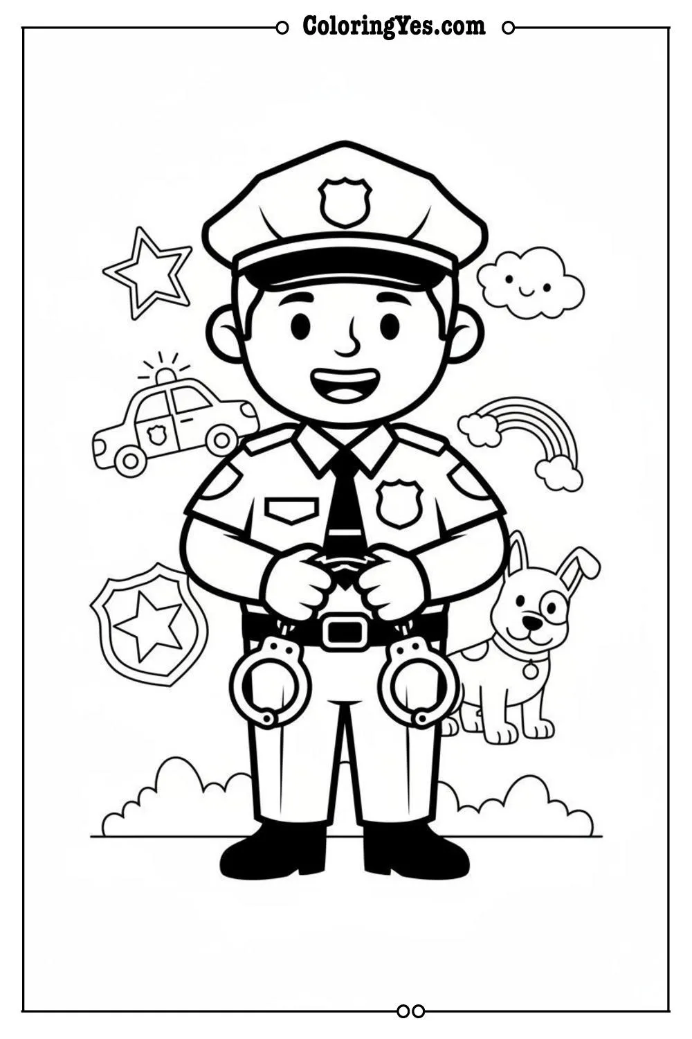 Police officers coloring pages-police officer handcuffs coloring-Coloringyes.com