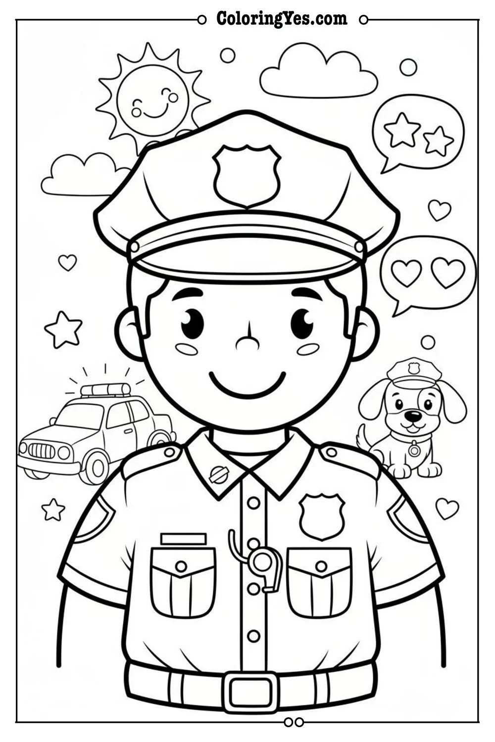 Police officers coloring pages-police officer hat coloring-Coloringyes.com