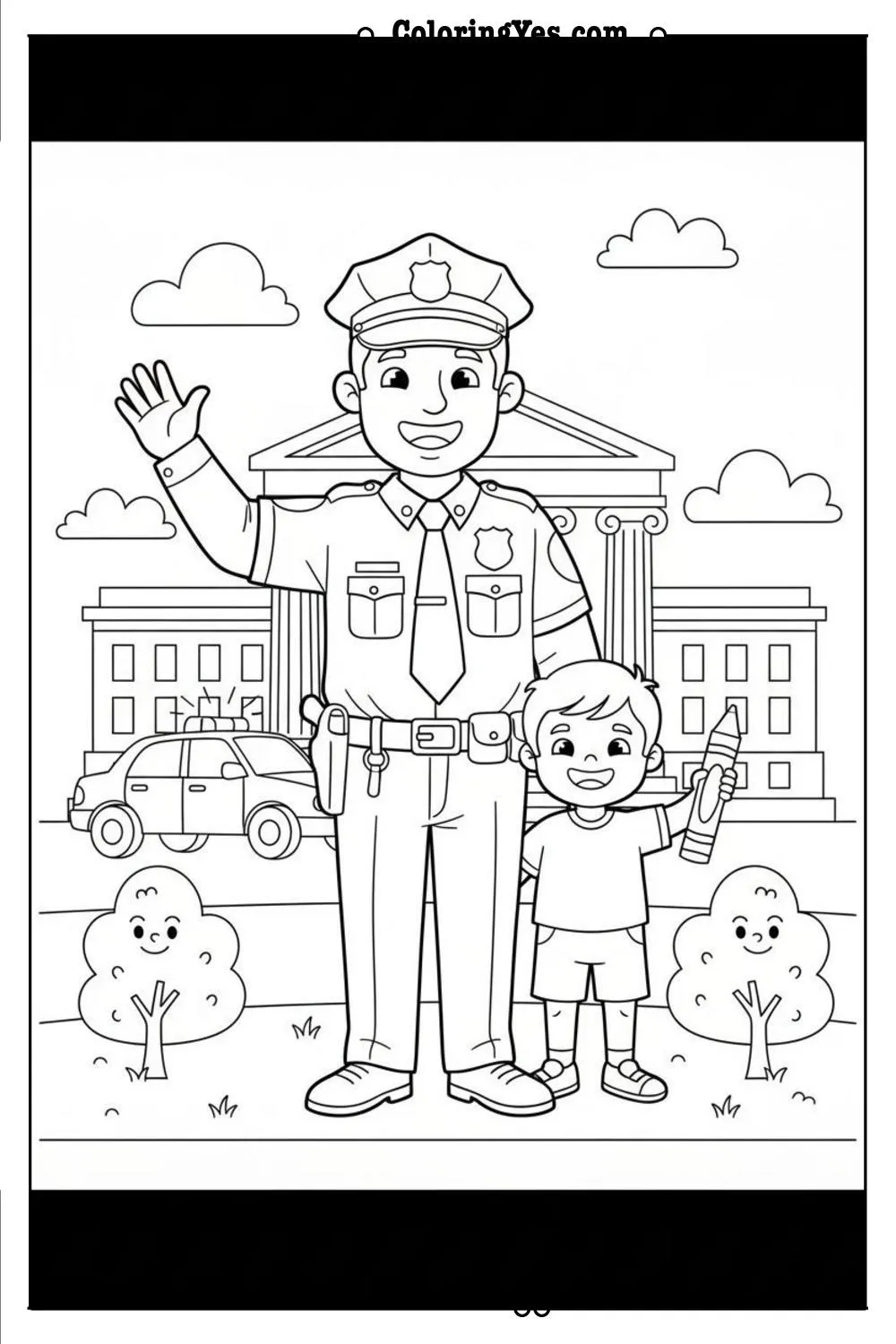 Police officers coloring pages-police officer helping coloring-Coloringyes.com