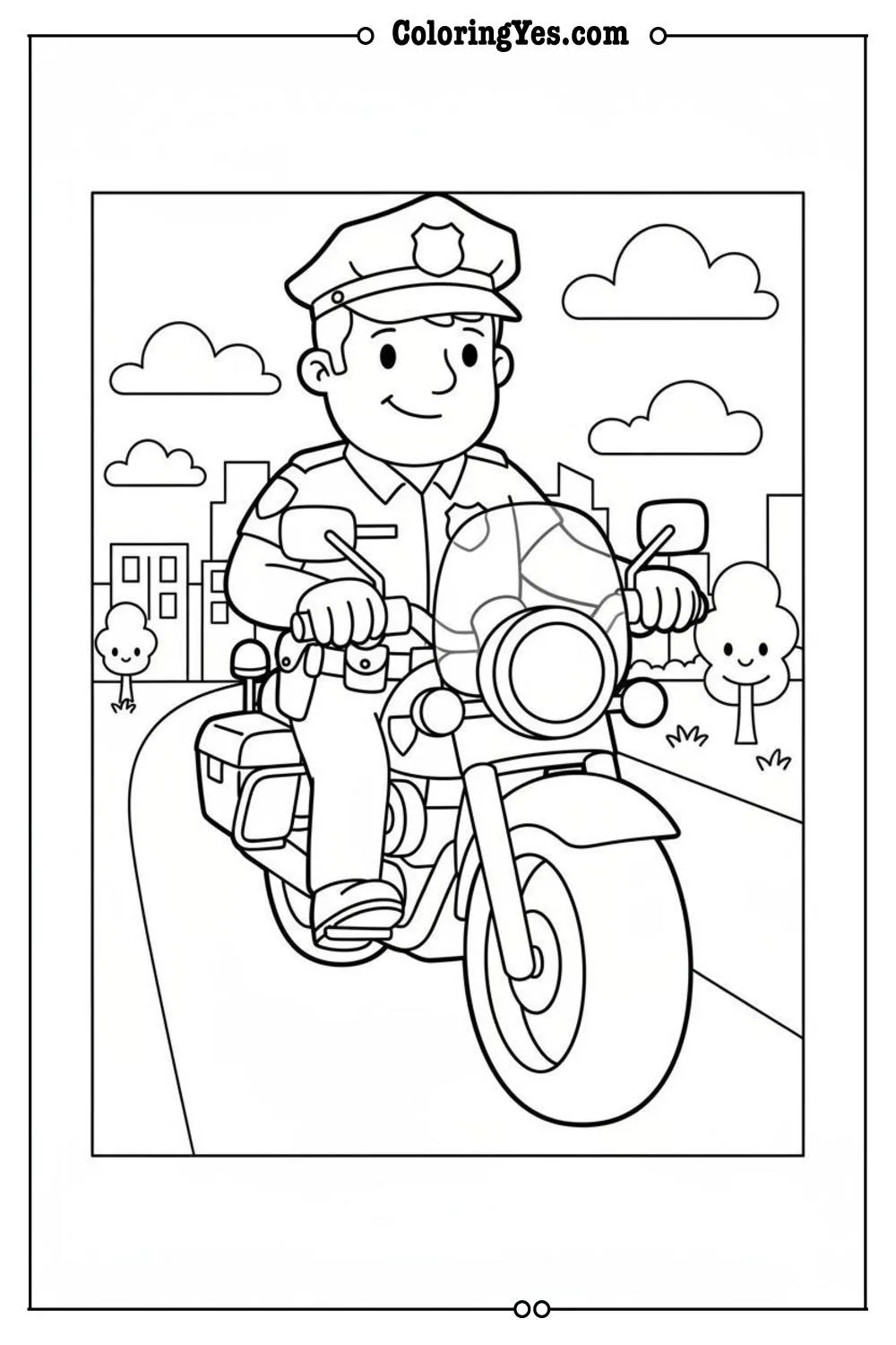 Police officers coloring pages-police officer motorcycle coloring-Coloringyes.com