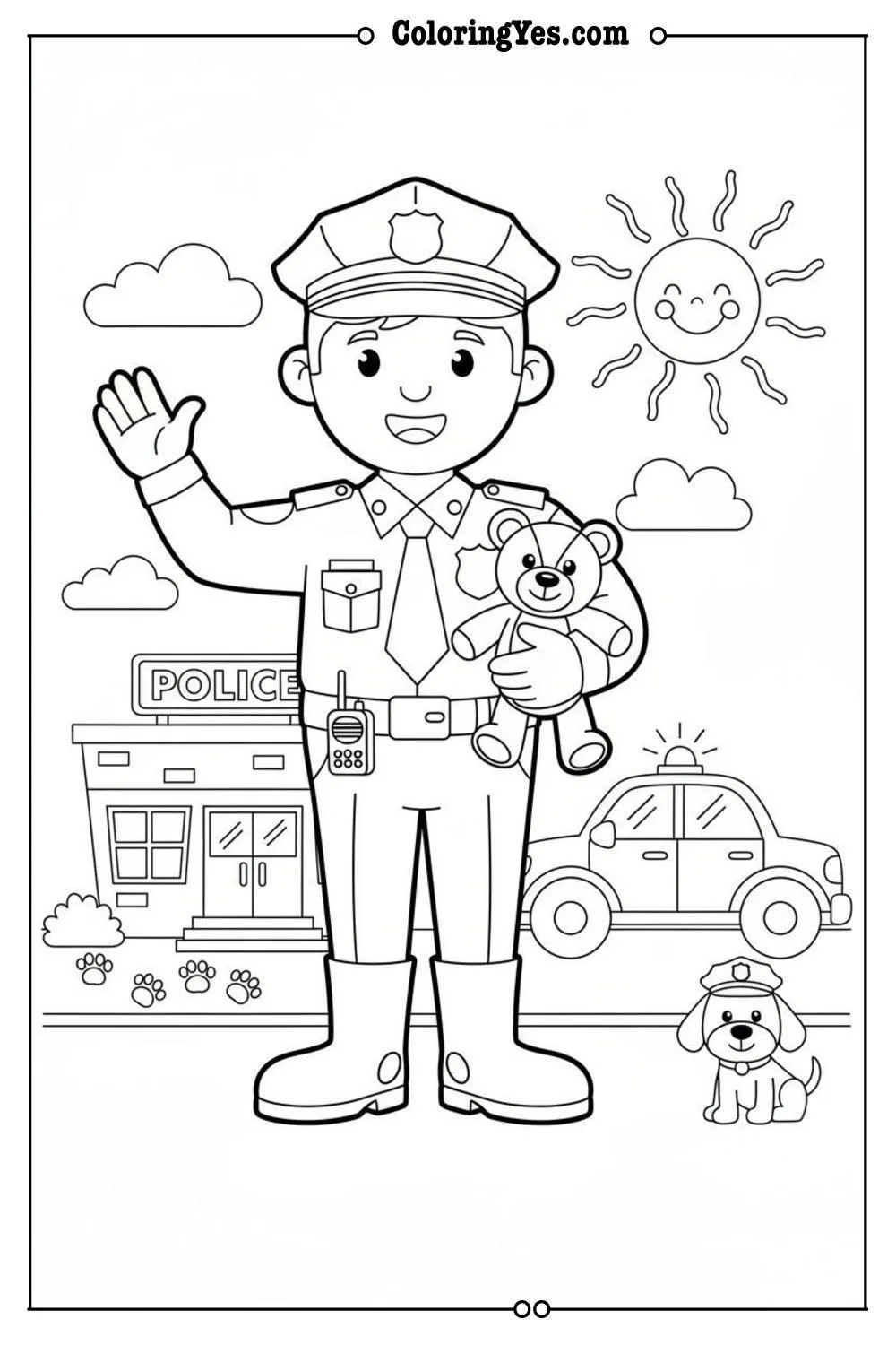 Police officers coloring pages-police officer station coloring-Coloringyes.com