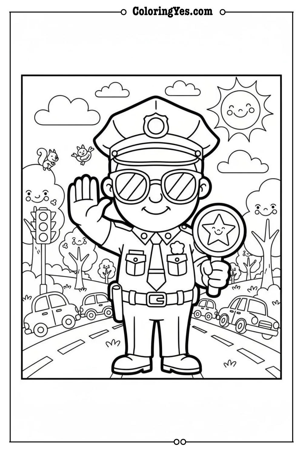 Police officers coloring pages-police officer traffic coloring-Coloringyes.com