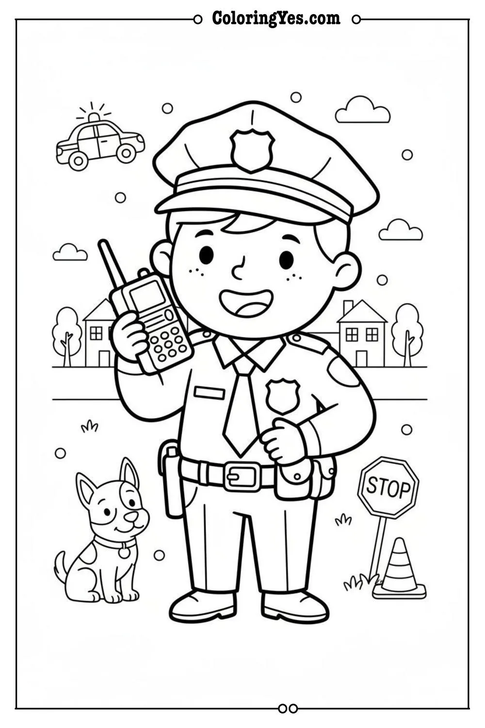 Police officers coloring pages-police officer walkie talkie coloring-Coloringyes.com