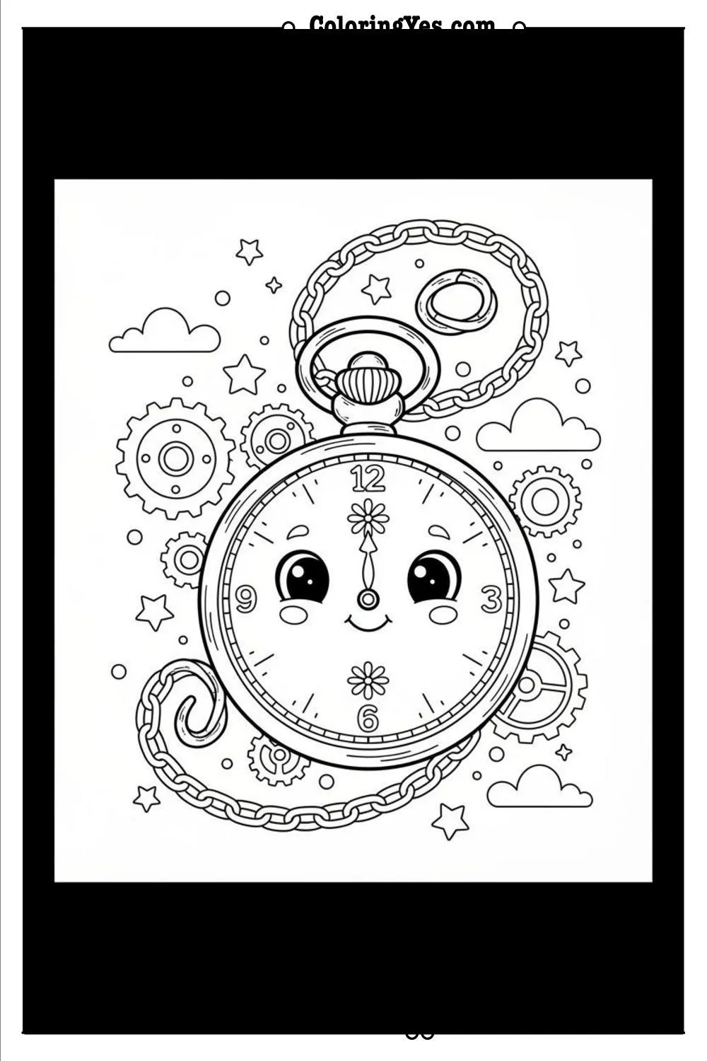 Vintage pocket watch coloring pages for adults--Coloringyes.com