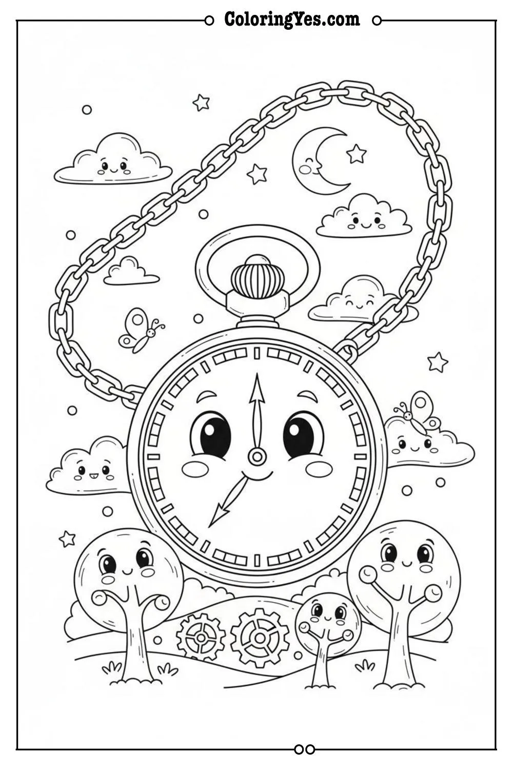 Vintage pocket watch coloring pages for adults-Victorian pocket watch coloring-Coloringyes.com