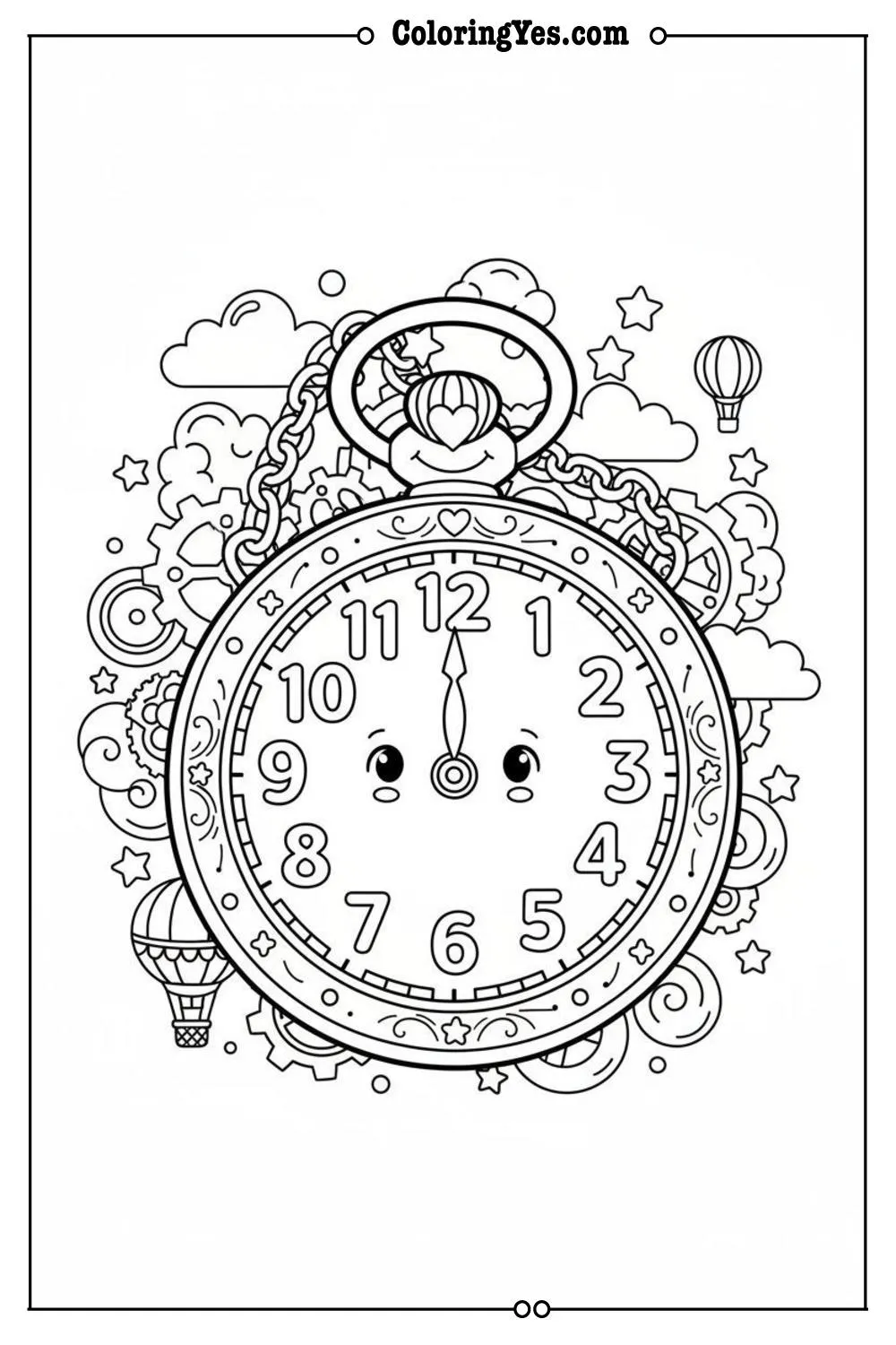 Vintage pocket watch coloring pages for adults-pocket watch engraved coloring-Coloringyes.com
