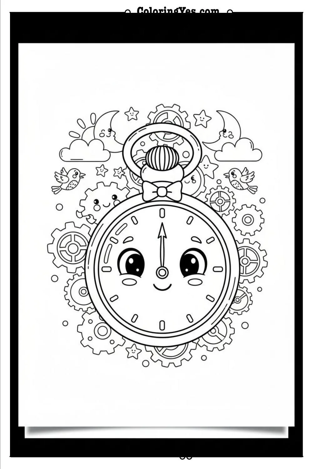 Vintage pocket watch coloring pages for adults-retro timepiece coloring-Coloringyes.com
