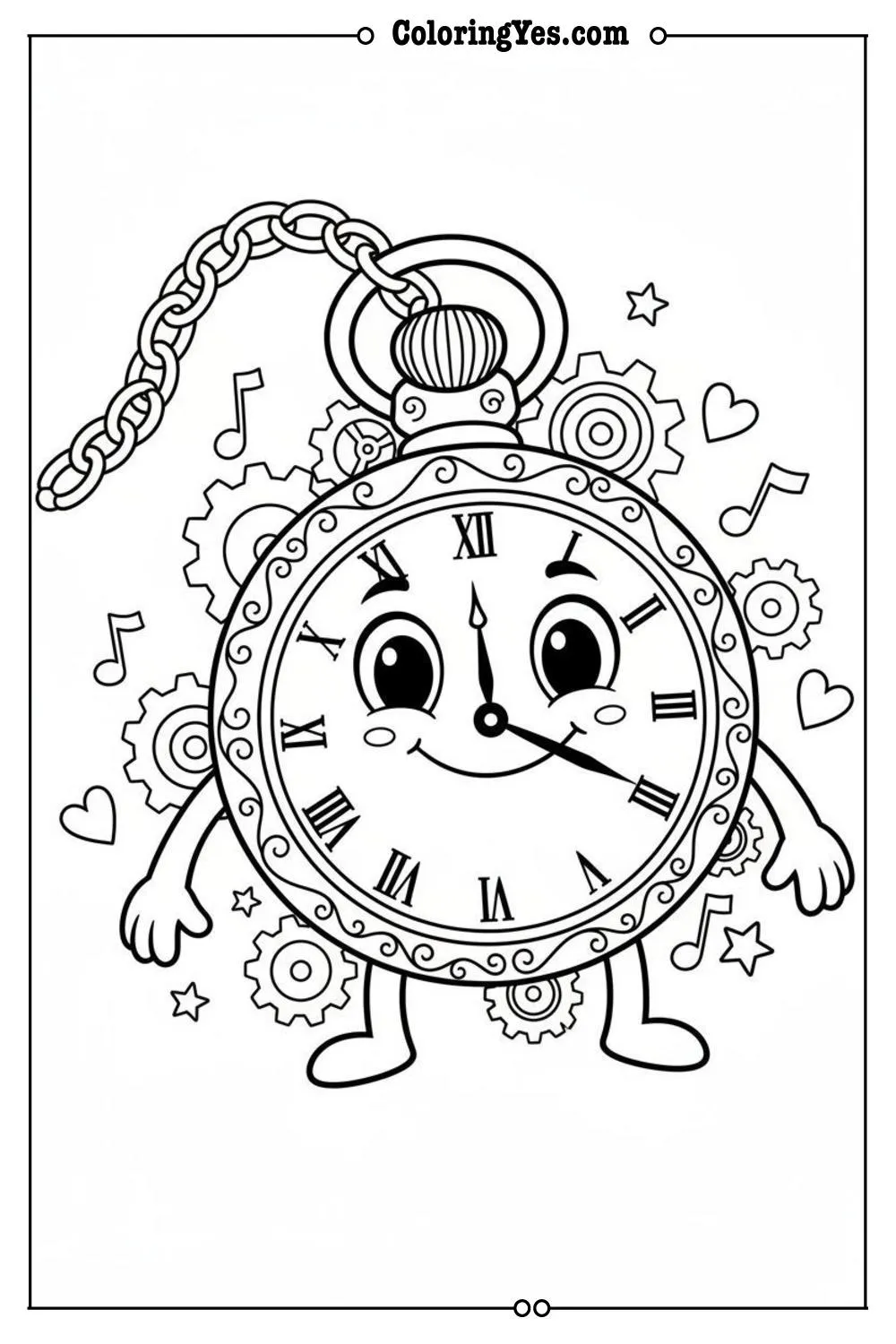 Vintage pocket watch coloring pages for adults-vintage horology coloring-Coloringyes.com