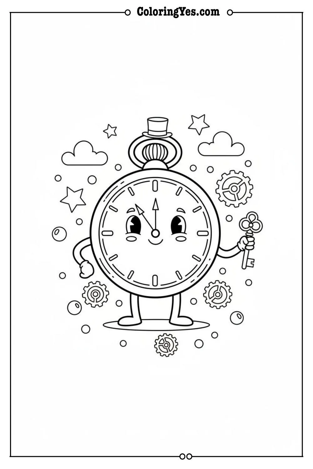 Vintage pocket watch coloring pages for adults-vintage timepiece coloring-Coloringyes.com