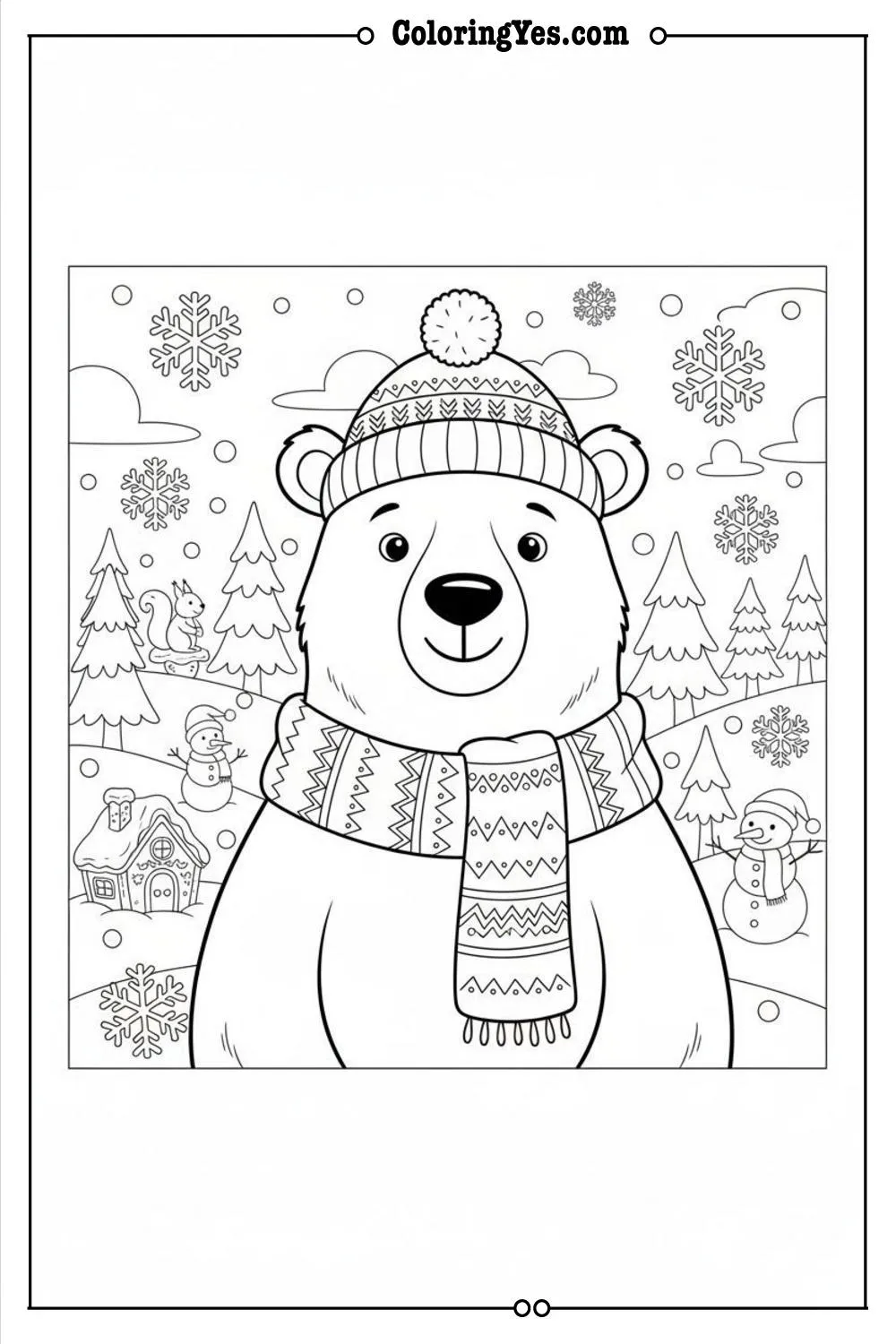 Winter Coloring Pages-winter forest coloring-Coloringyes.com