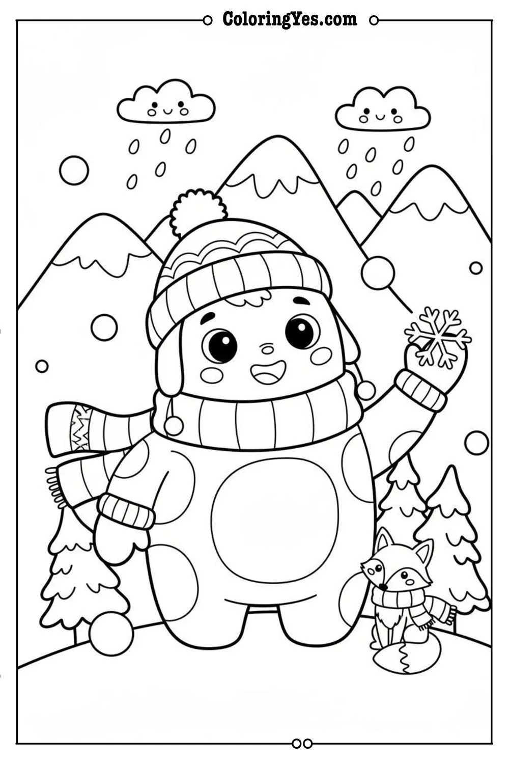 Winter Coloring Pages-winter mountains coloring-Coloringyes.com