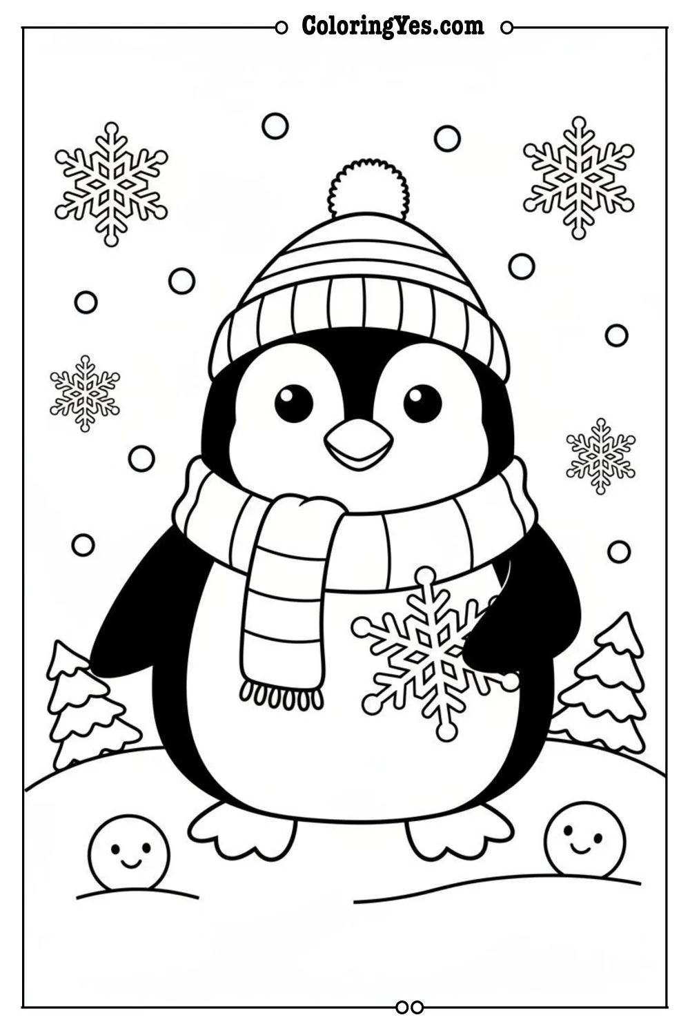 Winter Coloring Pages-winter penguin coloring-Coloringyes.com