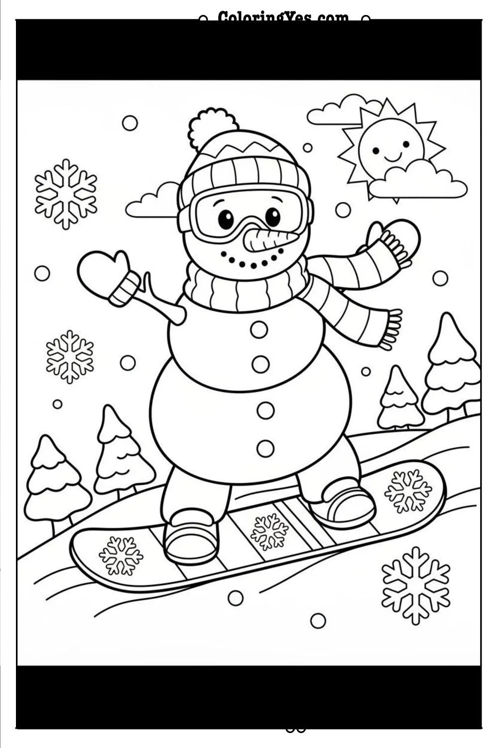 Winter Coloring Pages-winter snowboarding coloring-Coloringyes.com
