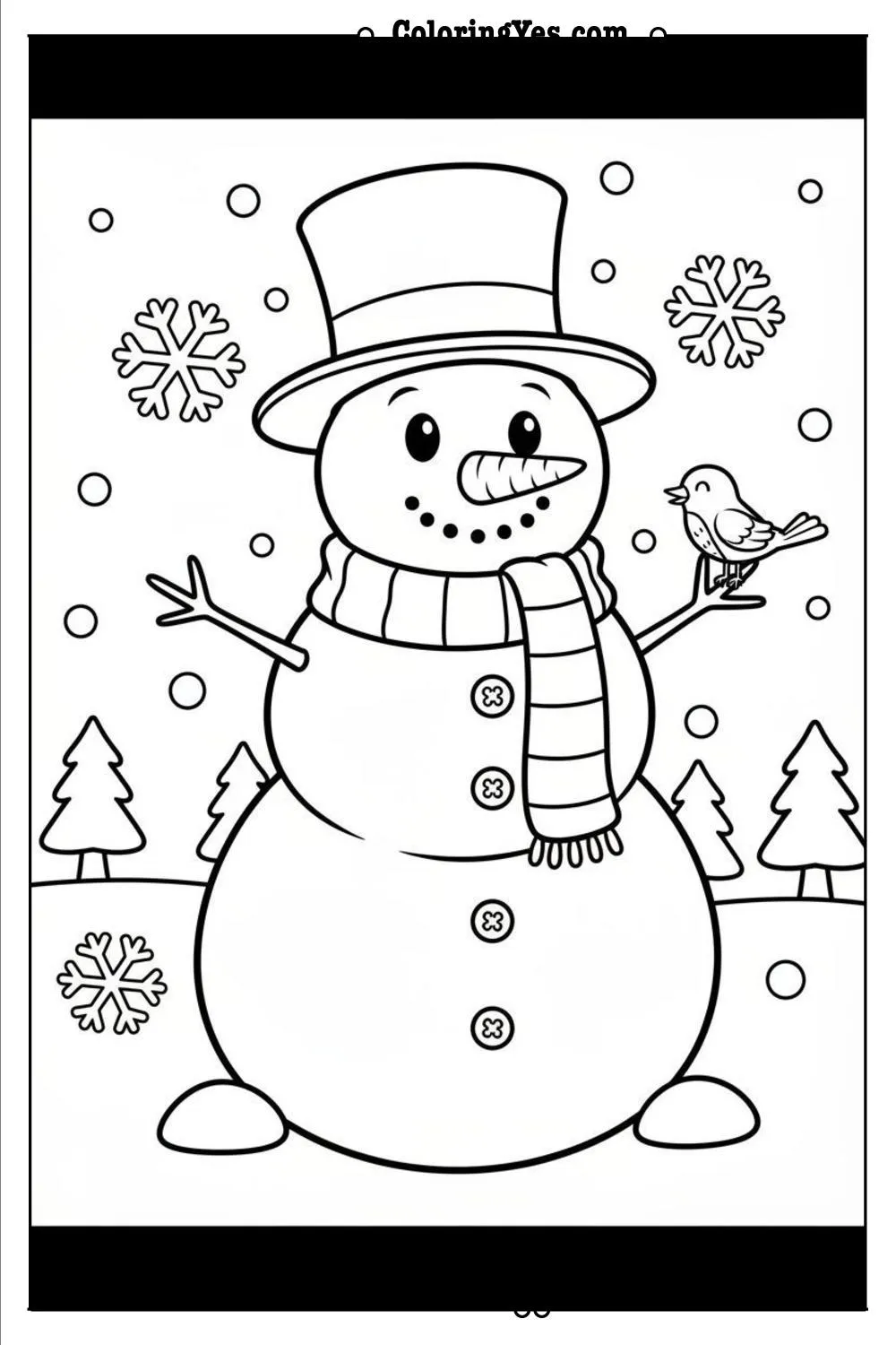 Winter Coloring Pages-winter snowman coloring-Coloringyes.com