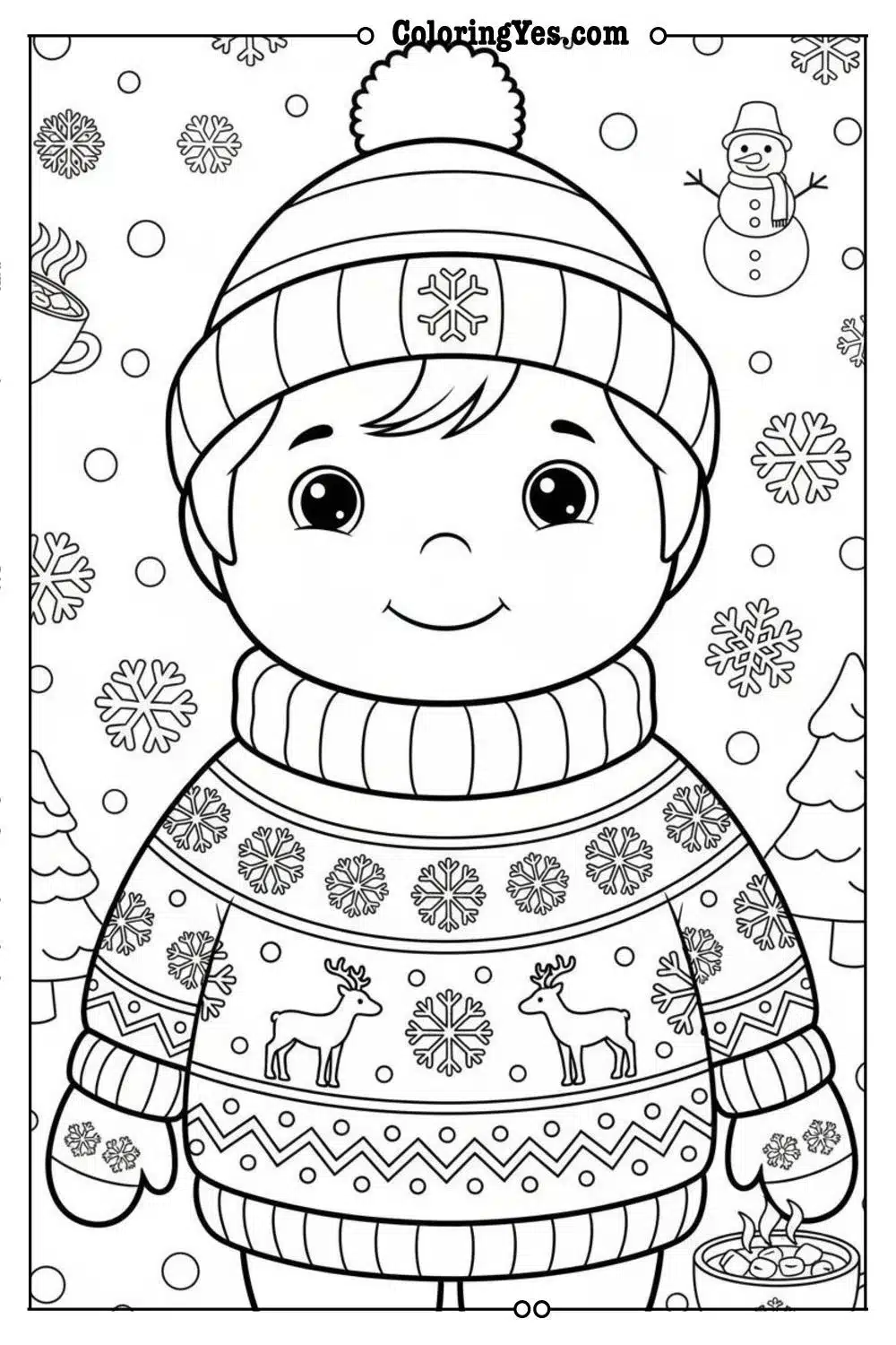 Winter Coloring Pages-winter sweater coloring-Coloringyes.com