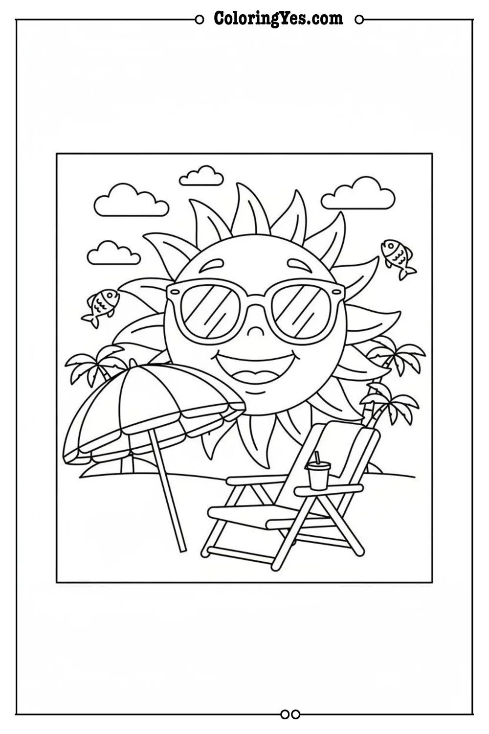 beach coloring pages-beach chairs coloring-Coloringyes.com
