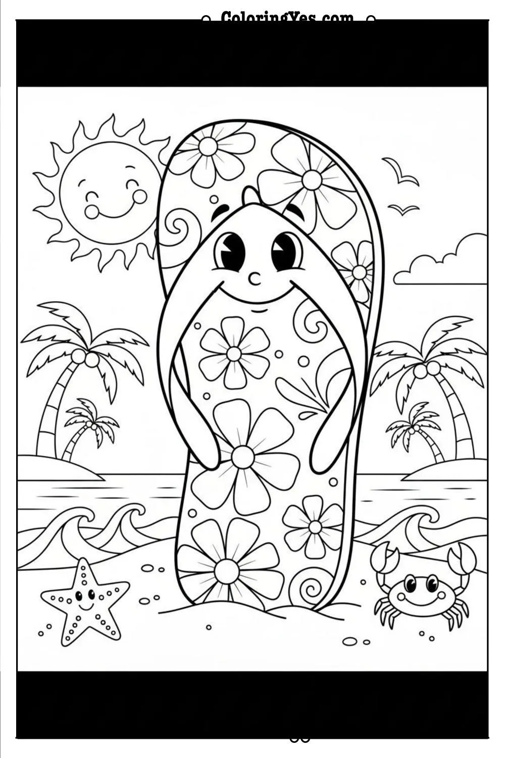 beach coloring pages-beach flip flops coloring-Coloringyes.com