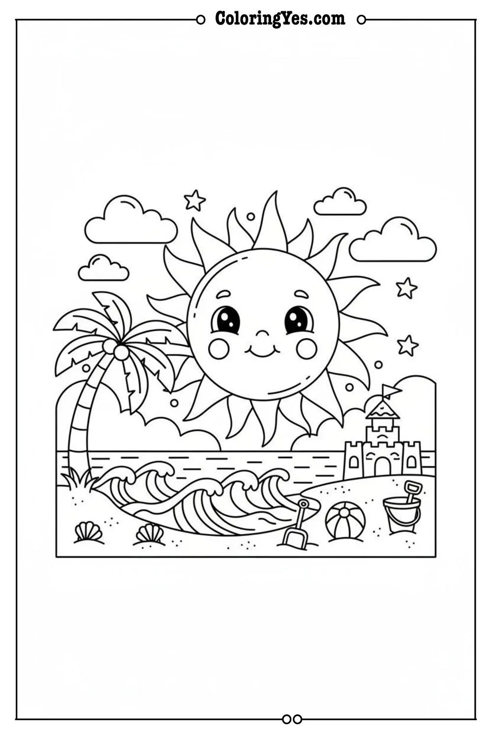 beach coloring pages-beach sunset coloring-Coloringyes.com