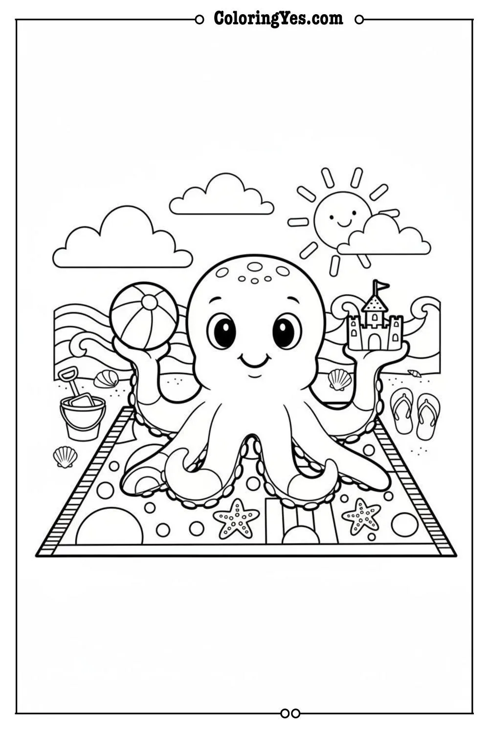 beach coloring pages-beach towel coloring-Coloringyes.com