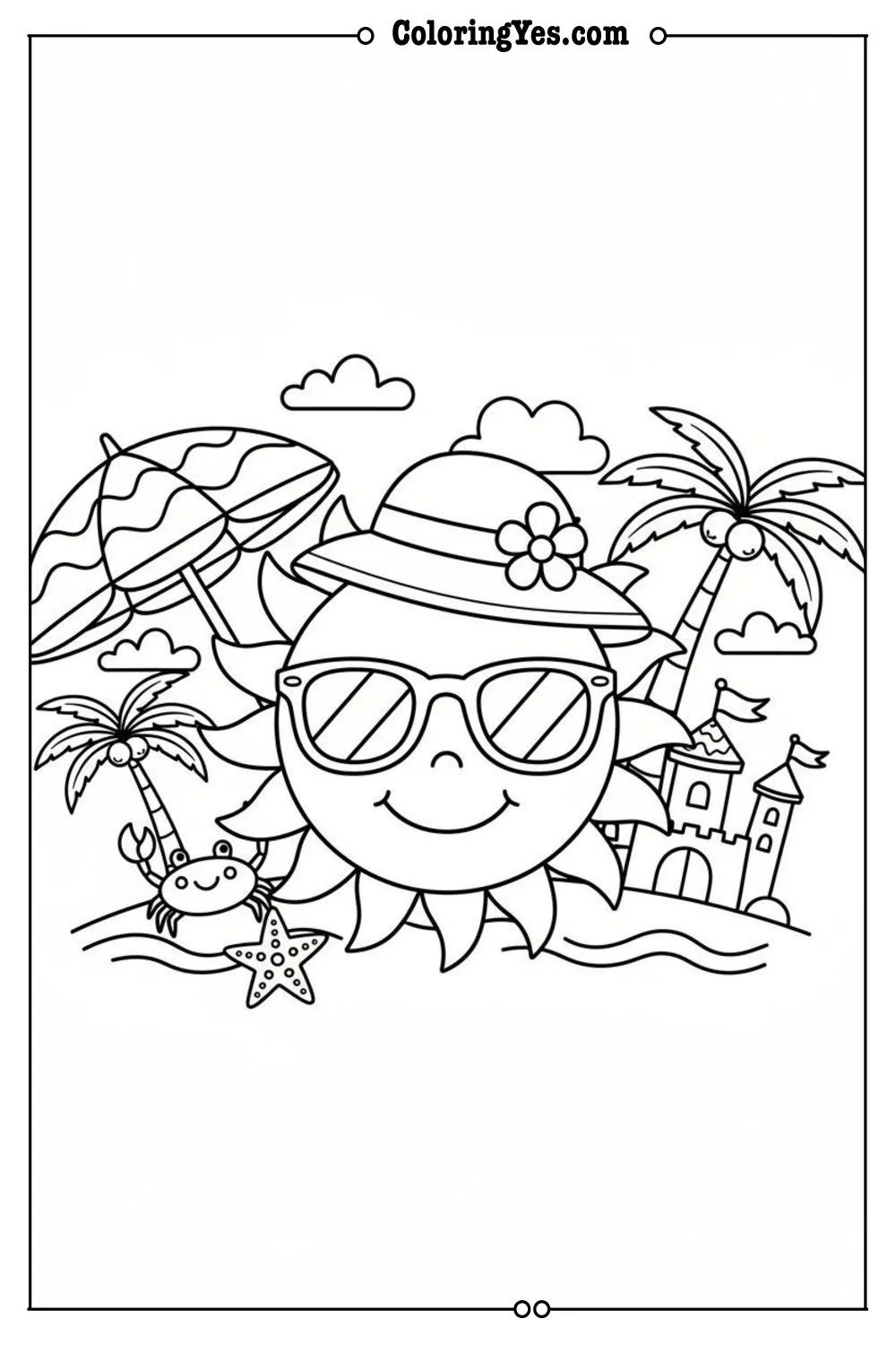 beach coloring pages-beach umbrella coloring-Coloringyes.com