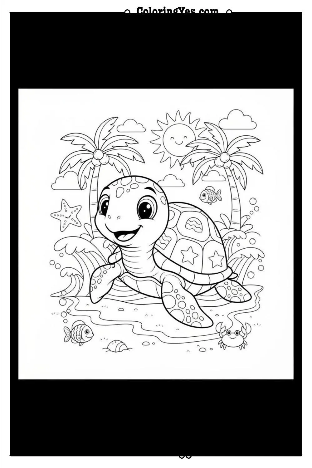 beach coloring pages-sea turtle beach coloring-Coloringyes.com