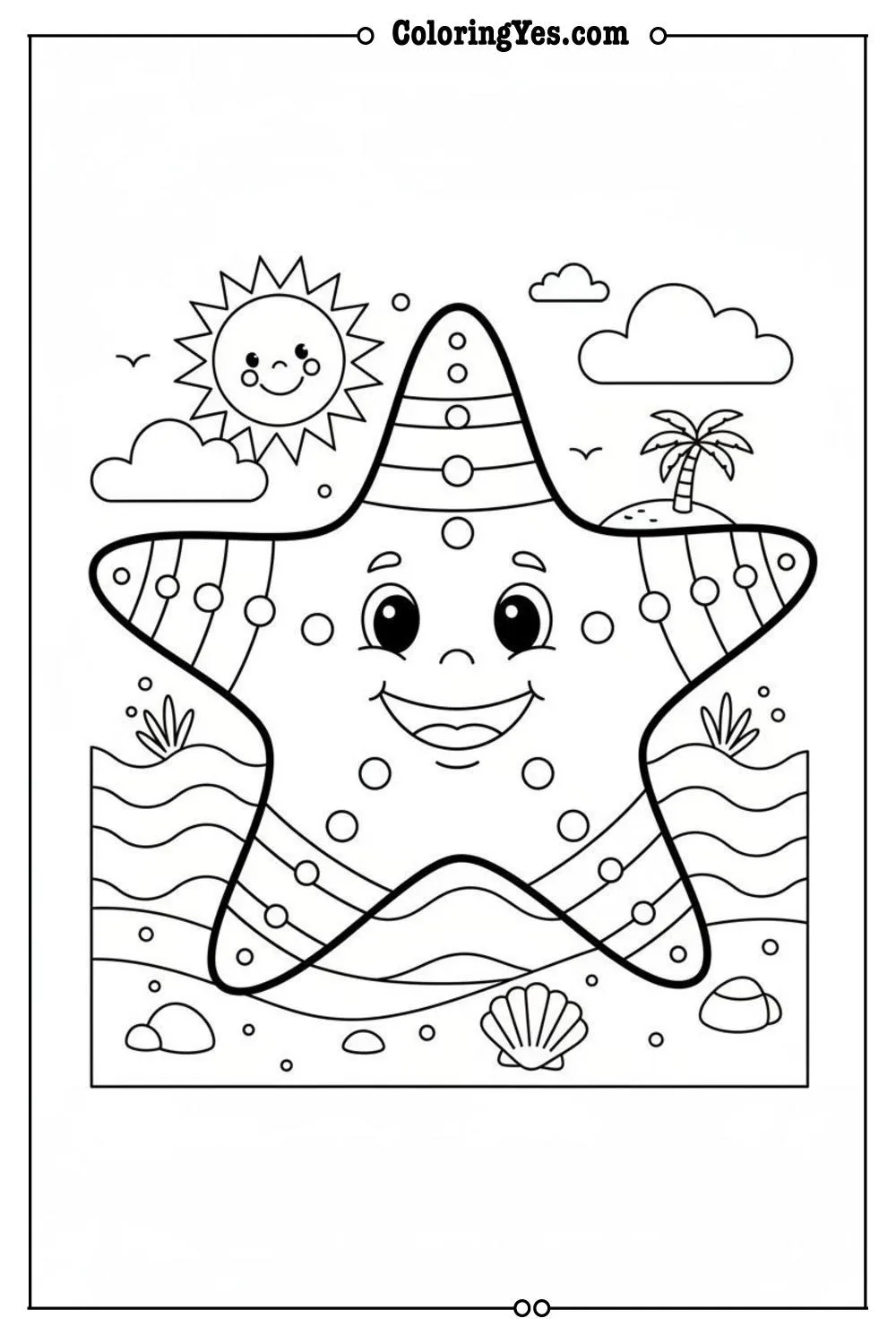 beach coloring pages-starfish coloring-Coloringyes.com