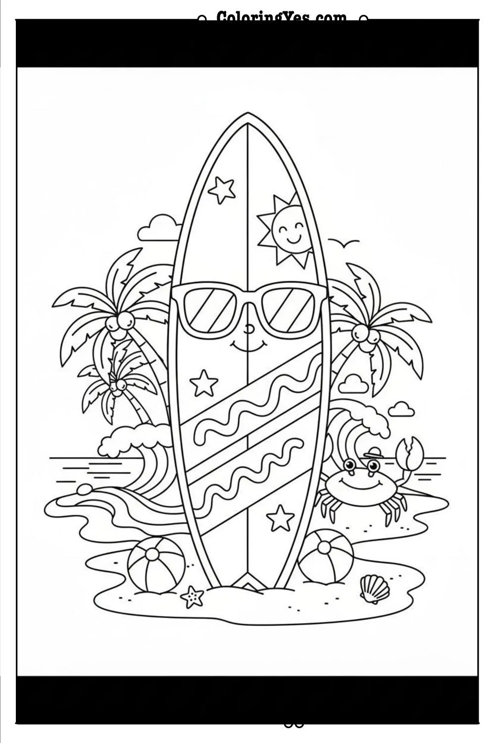 beach coloring pages-surfboard coloring-Coloringyes.com