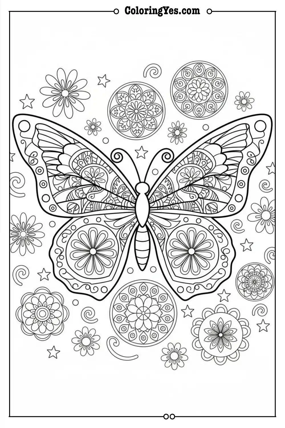 mandala coloring pages-mandala butterfly coloring-Coloringyes.com