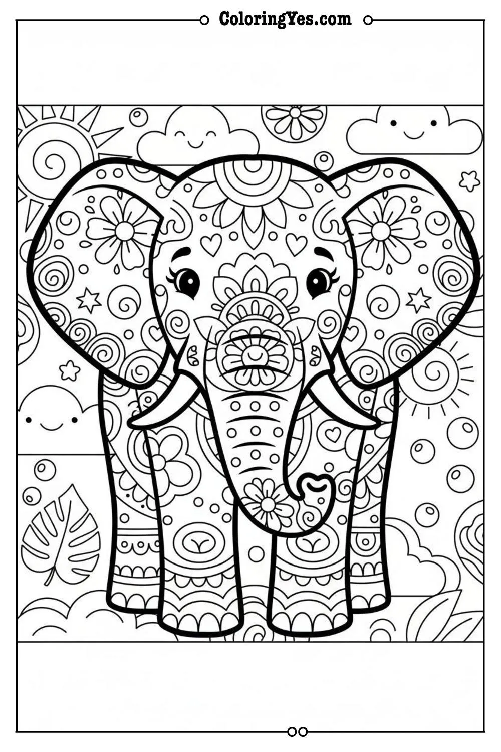mandala coloring pages-mandala elephant coloring-Coloringyes.com