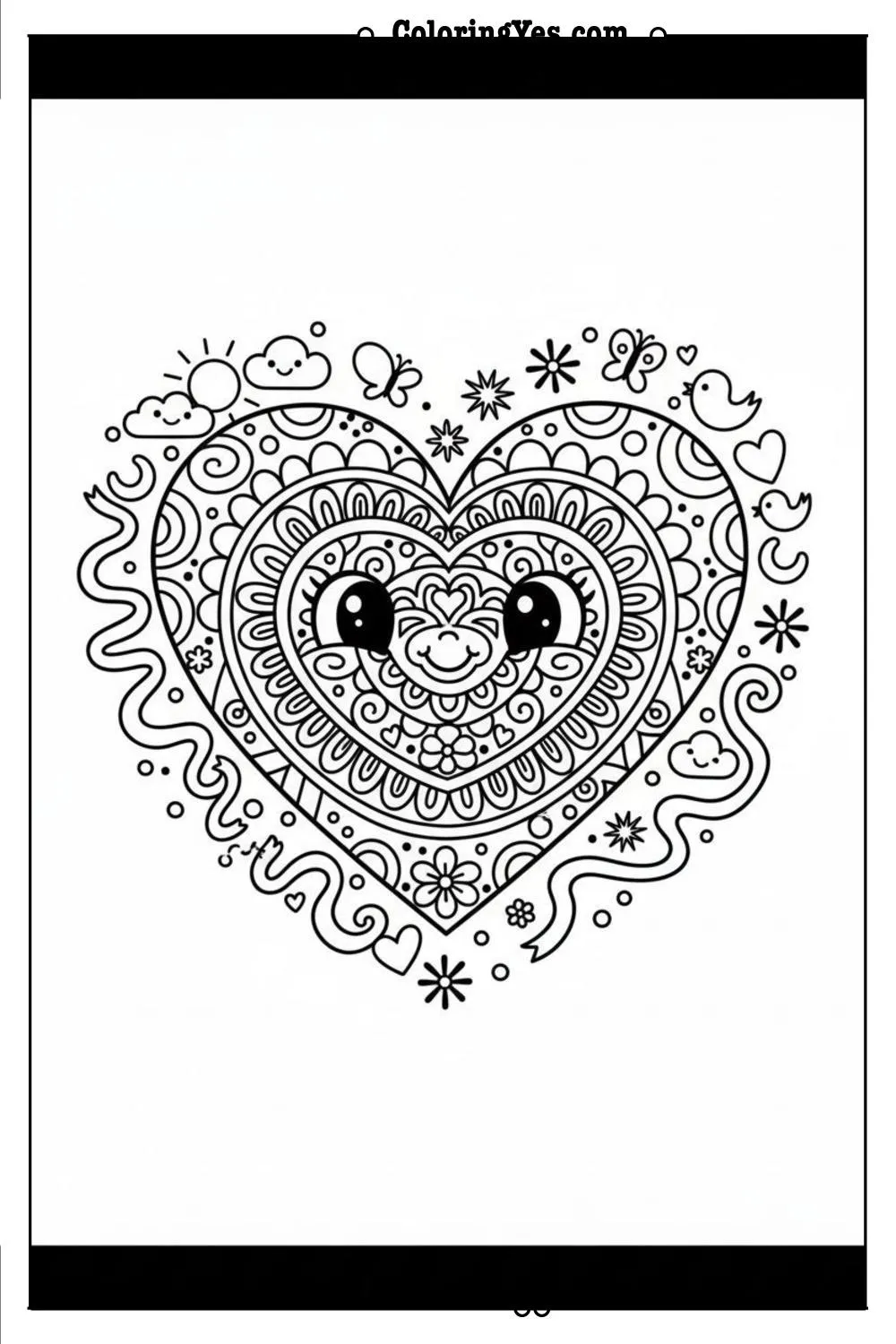 mandala coloring pages-mandala heart coloring-Coloringyes.com