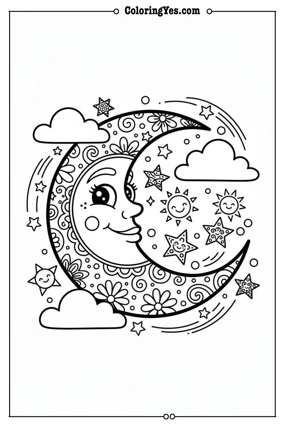 mandala coloring pages-mandala moon coloring-Coloringyes.com