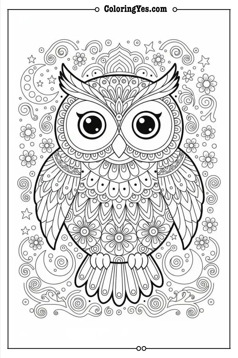 mandala coloring pages-mandala owl coloring-Coloringyes.com