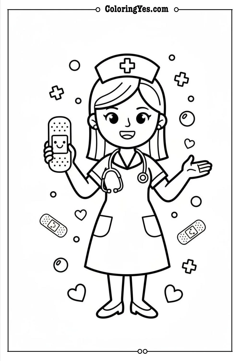 nurses coloring pages-nurse bandage coloring-Coloringyes.com