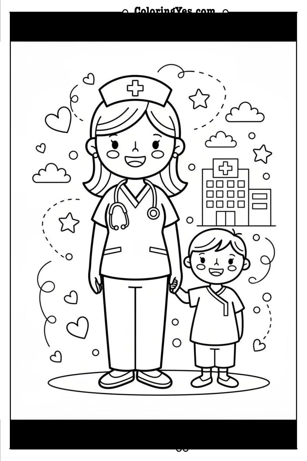 nurses coloring pages-nurse caring coloring-Coloringyes.com