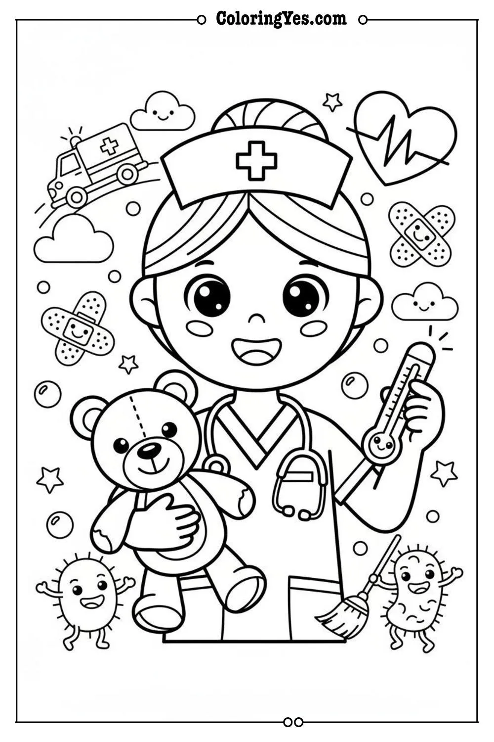 nurses coloring pages-nurse clinic coloring-Coloringyes.com