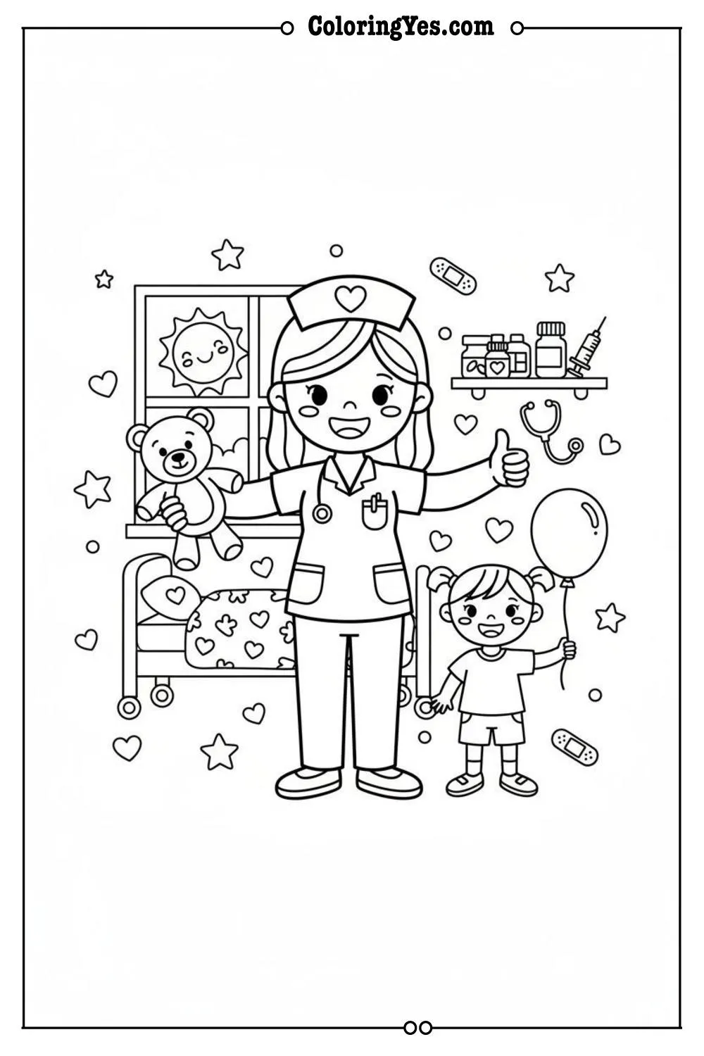 nurses coloring pages-nurse helping coloring-Coloringyes.com